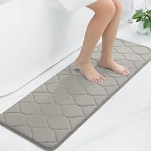 Colorxy Memory Foam Bathroom Rugs, Ultra Soft & Non-Slip Bath Mat, Water Absorbent and Machine Washable Shower Bath Runner Rug for Kitchen Bathroom Floor Carpets, 47x17, Grey