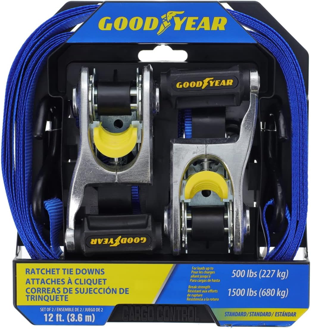 Goodyear 12FT 500Pound Work Load Ratchet Tie Downs GY5000