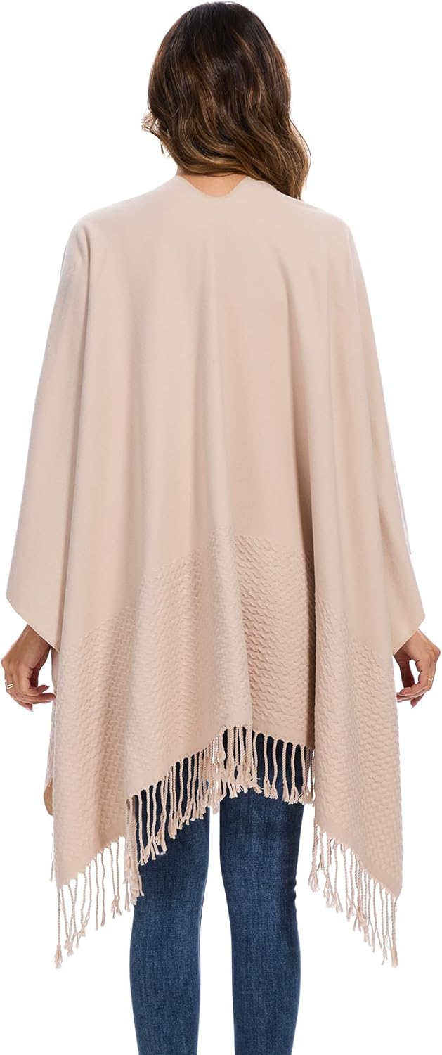 Shawl Wraps for Women, Elegant Knitted Cape Open Front Poncho Scarf Blanket Cardigan Coat for Spring, Autumn, and Winter - Image 7