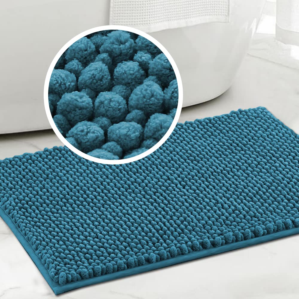 Turquoize Bathroom Rugs Non-Slip Chenille Bath Mat for Bathroom 20 x 32 Inches Extra Soft and Absorbent Shaggy Rugs, Machine Washable Perfect for