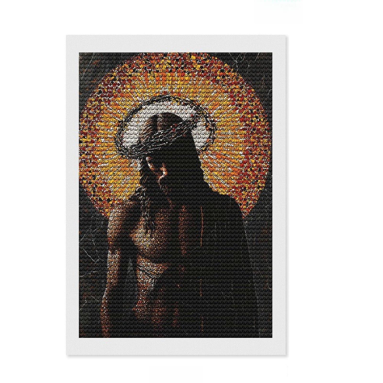Junmoney Mosaic Jesus Diamond Art Kit 8"x12", for Women, for Adults, Full Kit Included, Thoughtful Present, Festive Craft Gift