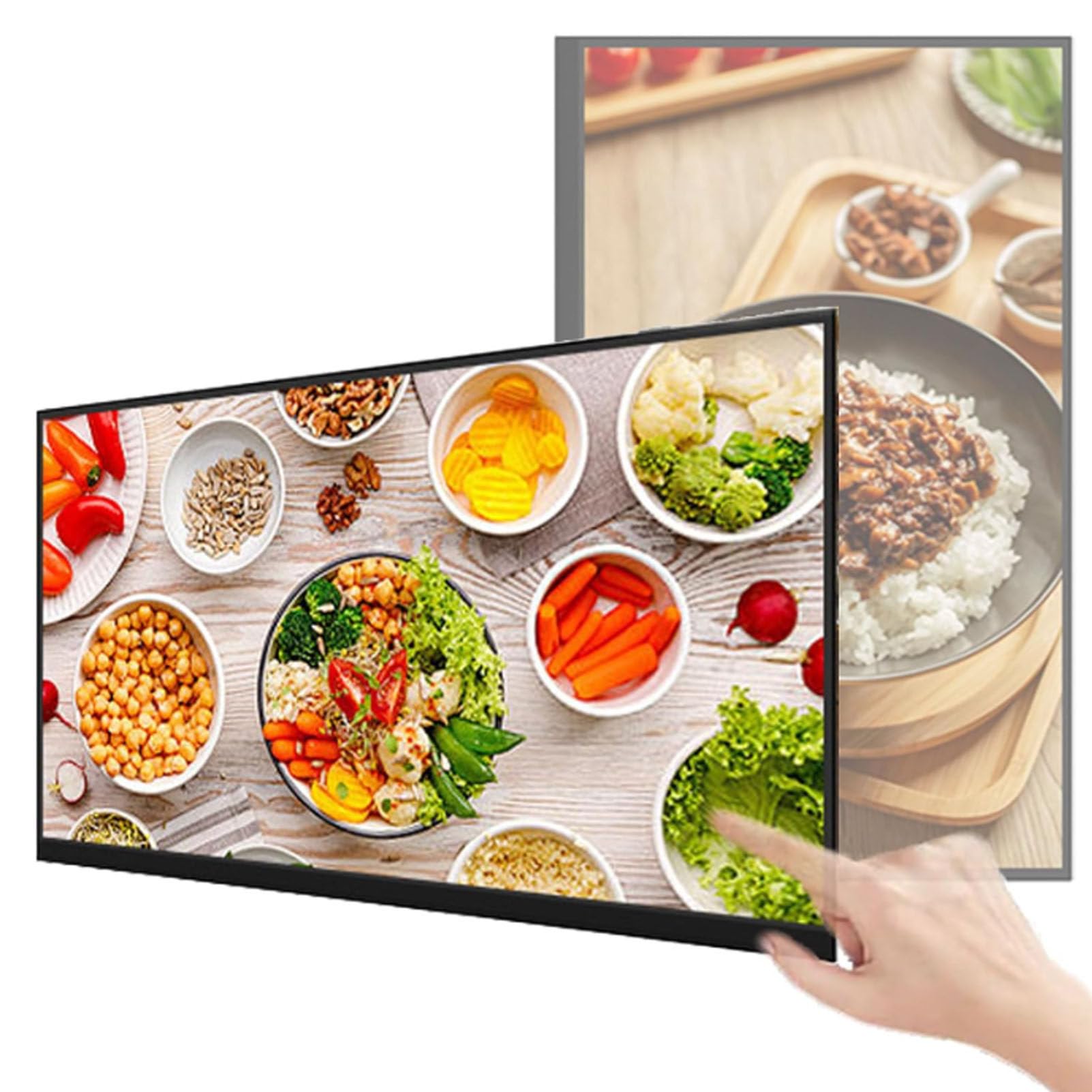 Digitales Werbedisplay für Gewerbebetriebe, Digitale Wandmenütafel für Restaurants und Geschäfte, Werbebildschirm, Quer-/Hochformat, Multi-Touch-Bildschirm mit intelligenter Teilung 21.5in