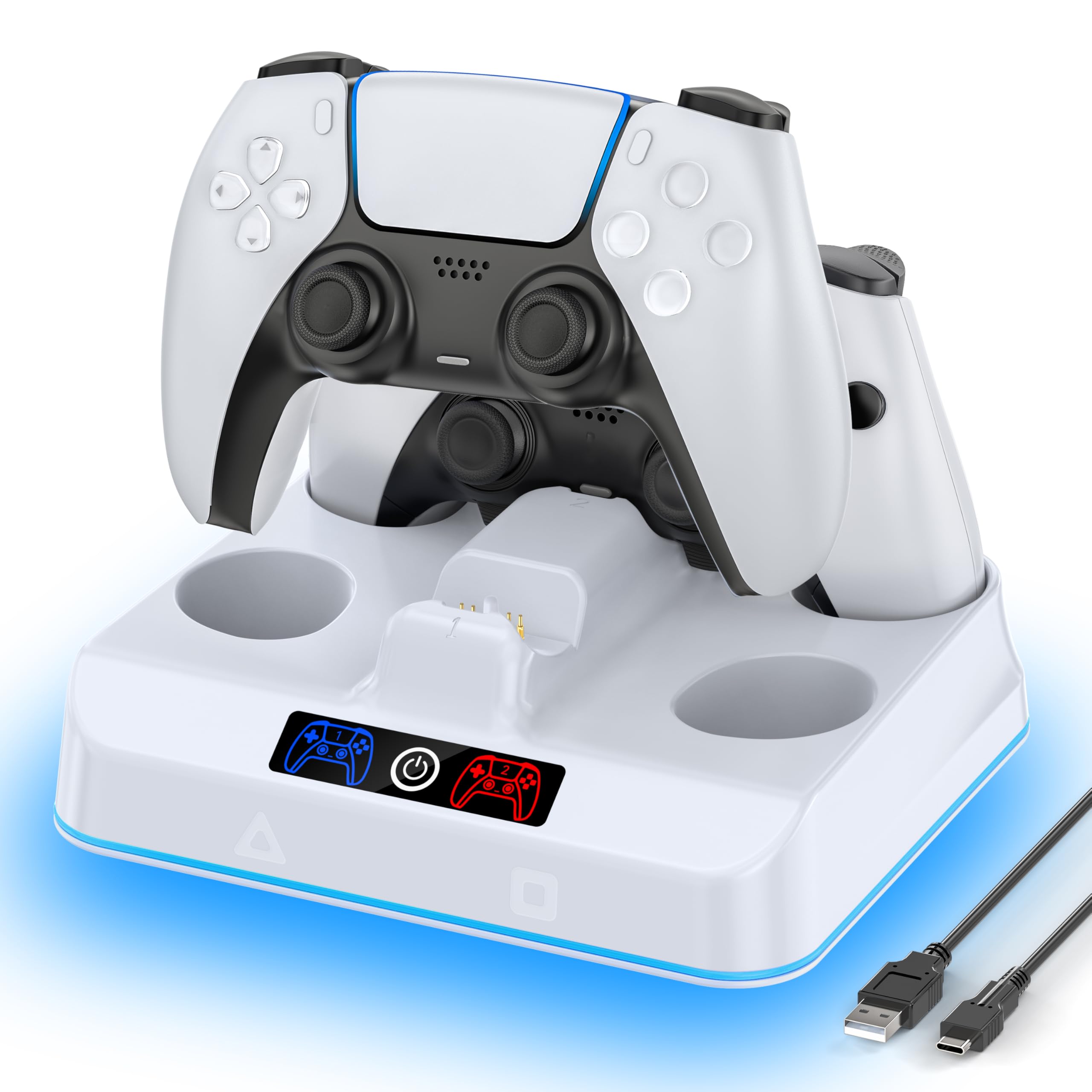 OIVO PS5 Controller Charger Station Drop Go Design Compatible with Sony PlayStation 5 DualSense Edge Remotes Fast Charging