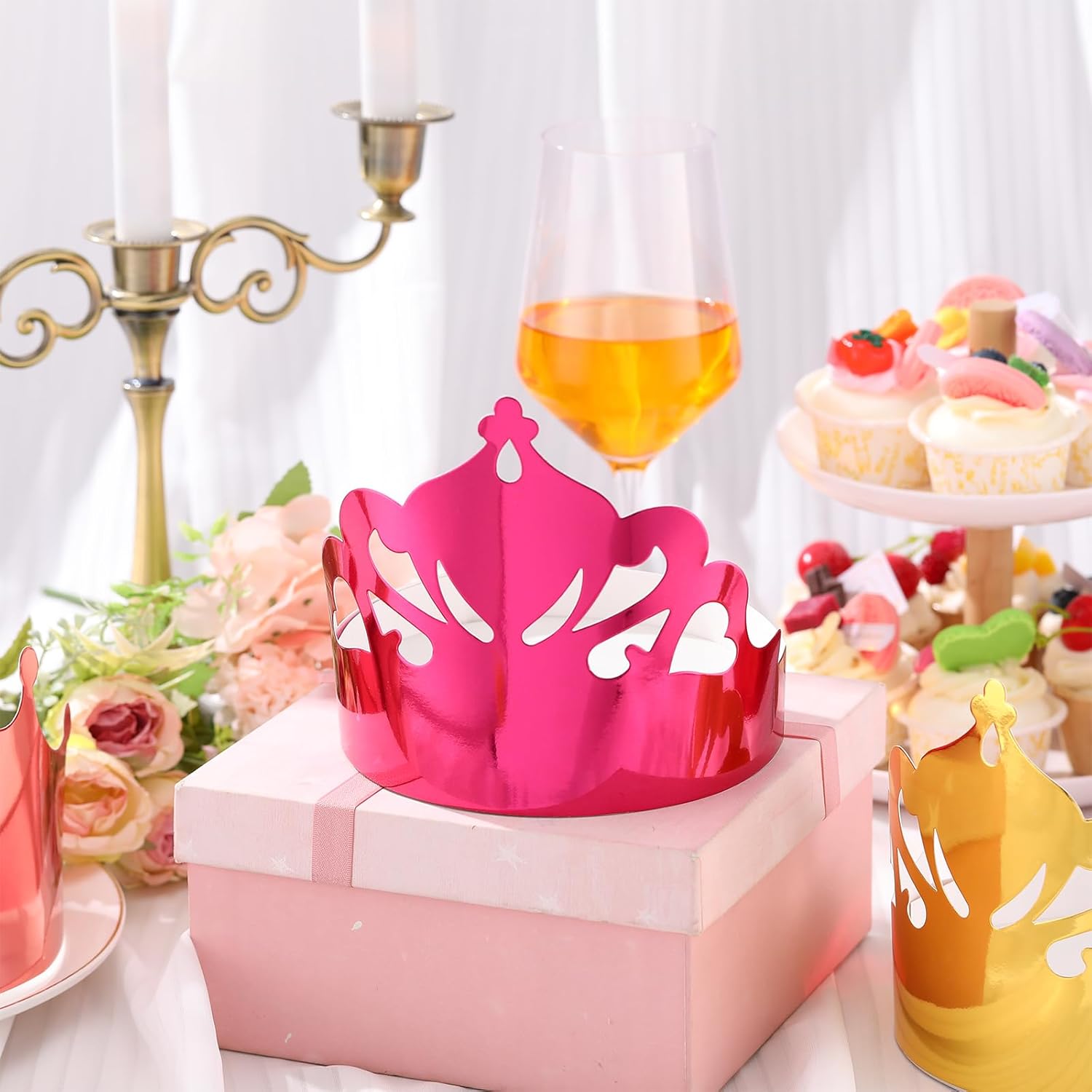 Nezyo 360 Pcs Paper Crowns Bulk King and Princess Crown Hats for Boys Girls Adults Birthday Celebration Supplies Baby Shower