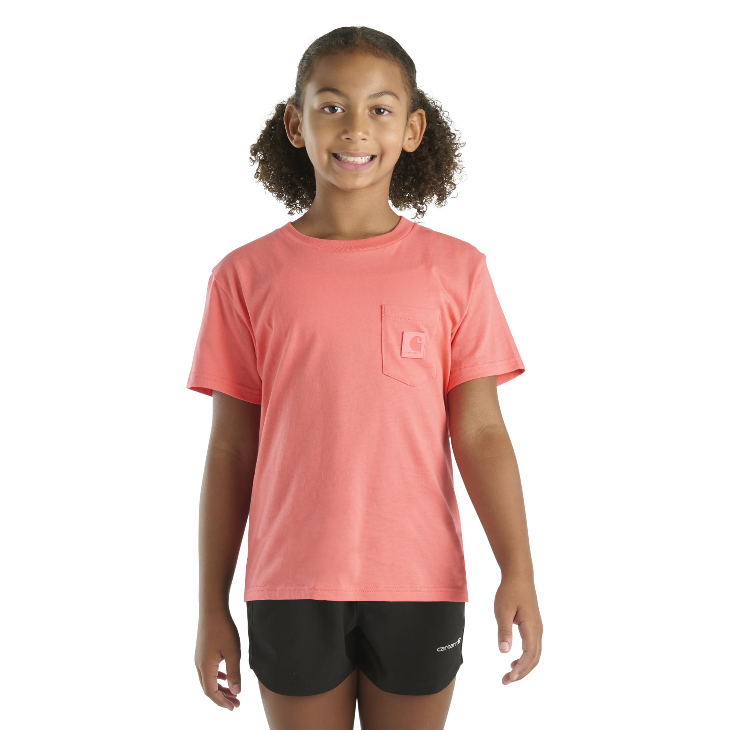 Carhartt Girls Tonal Logo Short Sleeve Pocket T-Shirt, dubarry, 6X