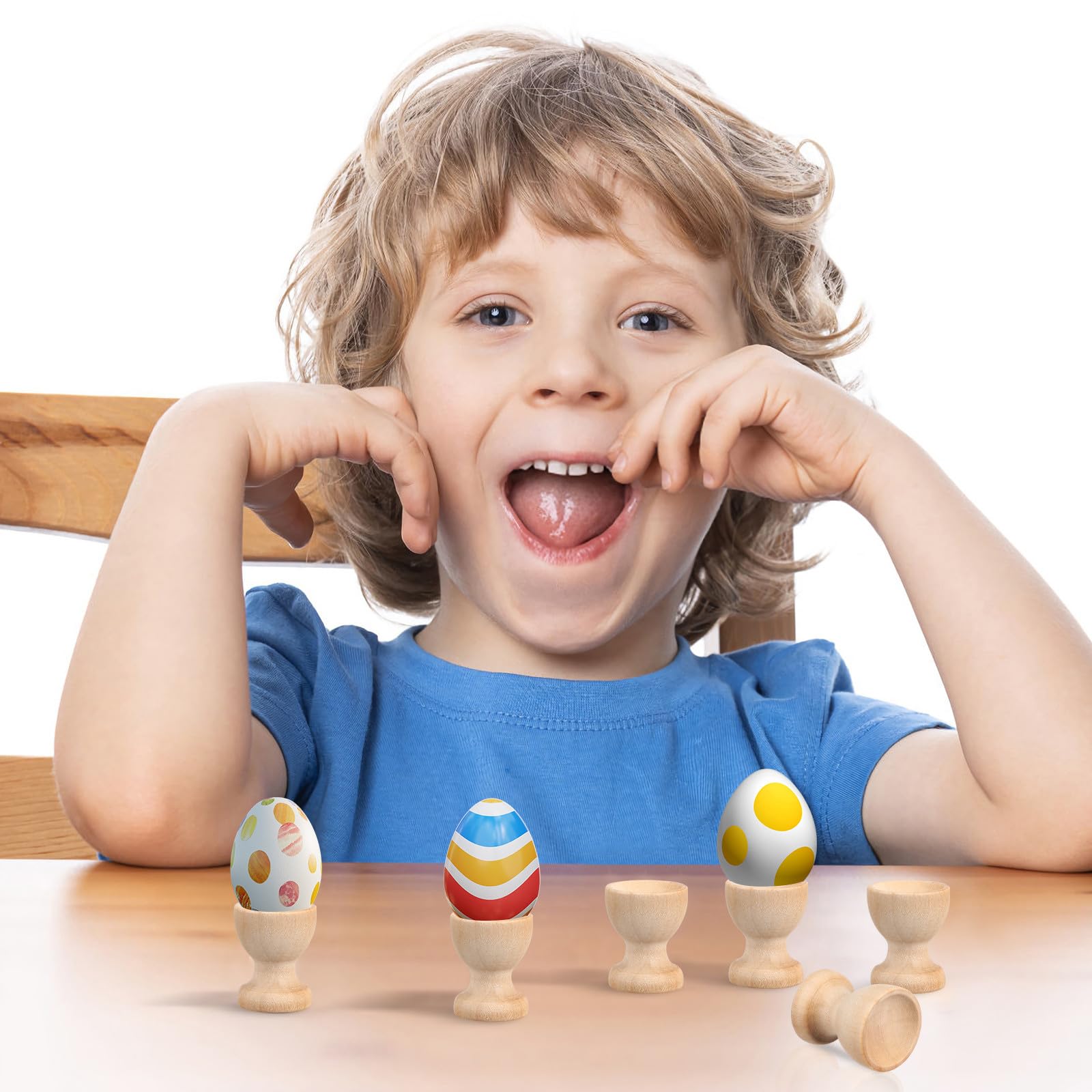 Hemobllo 24 Stück Eierbecher Holz Unbehandelt, Natürliche Eierhalter zum Bemalen und Basteln, DIY Ostereier Ständer Tischdeko, Holzbecher für Frühstückseier und Kinder Ostern Geschenke