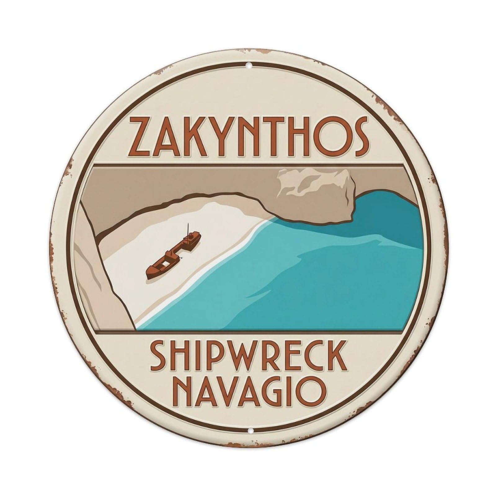 Zakynthos Shipwreck Navagio Greece Beach Metal Tin Sign