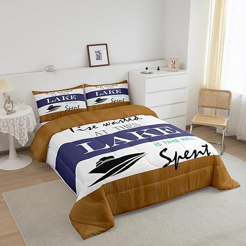 Miniatura 3 de Castle Fairy Lake Life - Juego de edredón tamaño King, juego de ropa de cama de madera rústica vintage para todas las estaciones, juego de edredón
