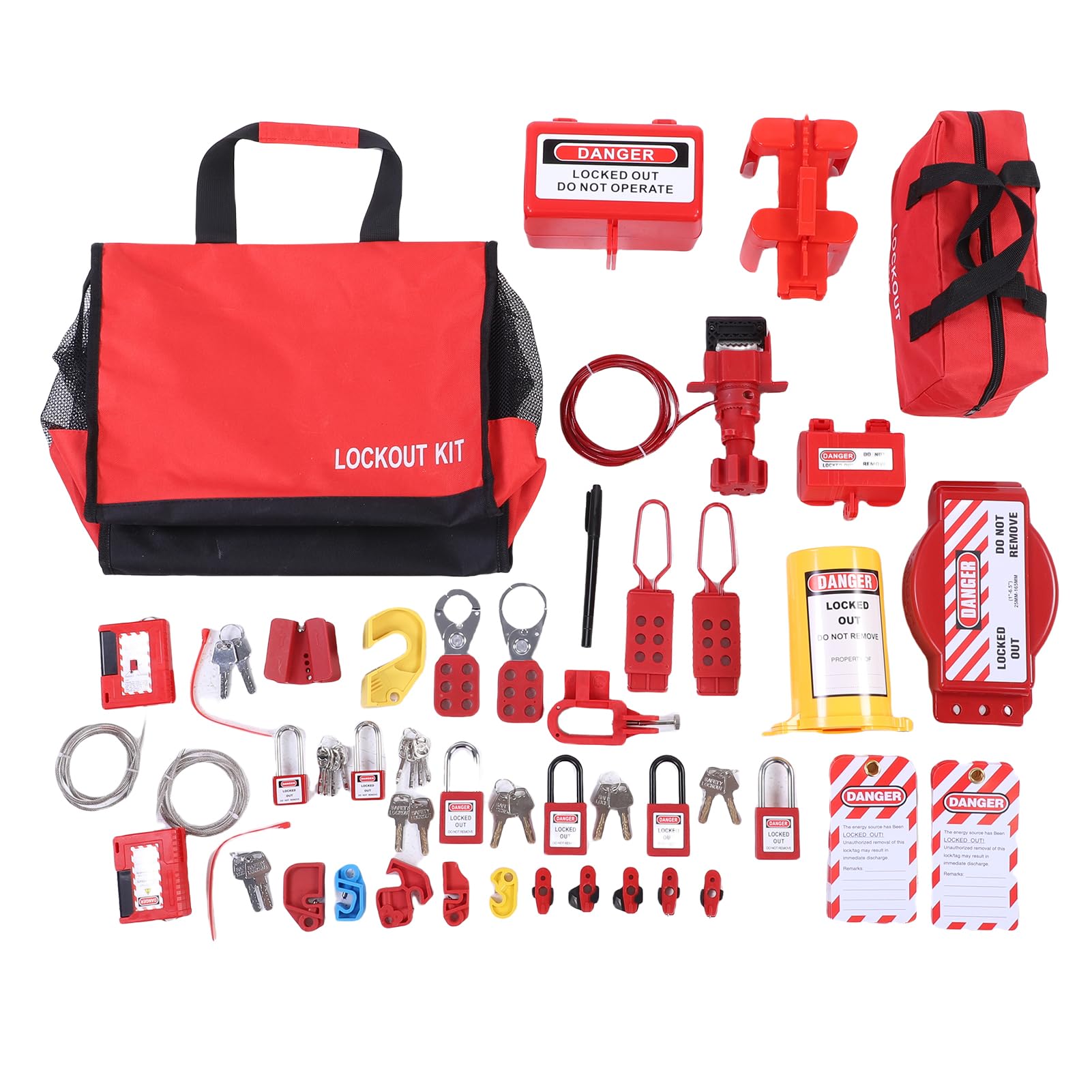 Kit de Etiquetado de Bloqueo Seguridad Eléctrica LOTO con 3 Cerrojos de Bloqueo Cerraduras de Disyuntor, Candados Termoplásticos No Conductores para Industrial Mecánico