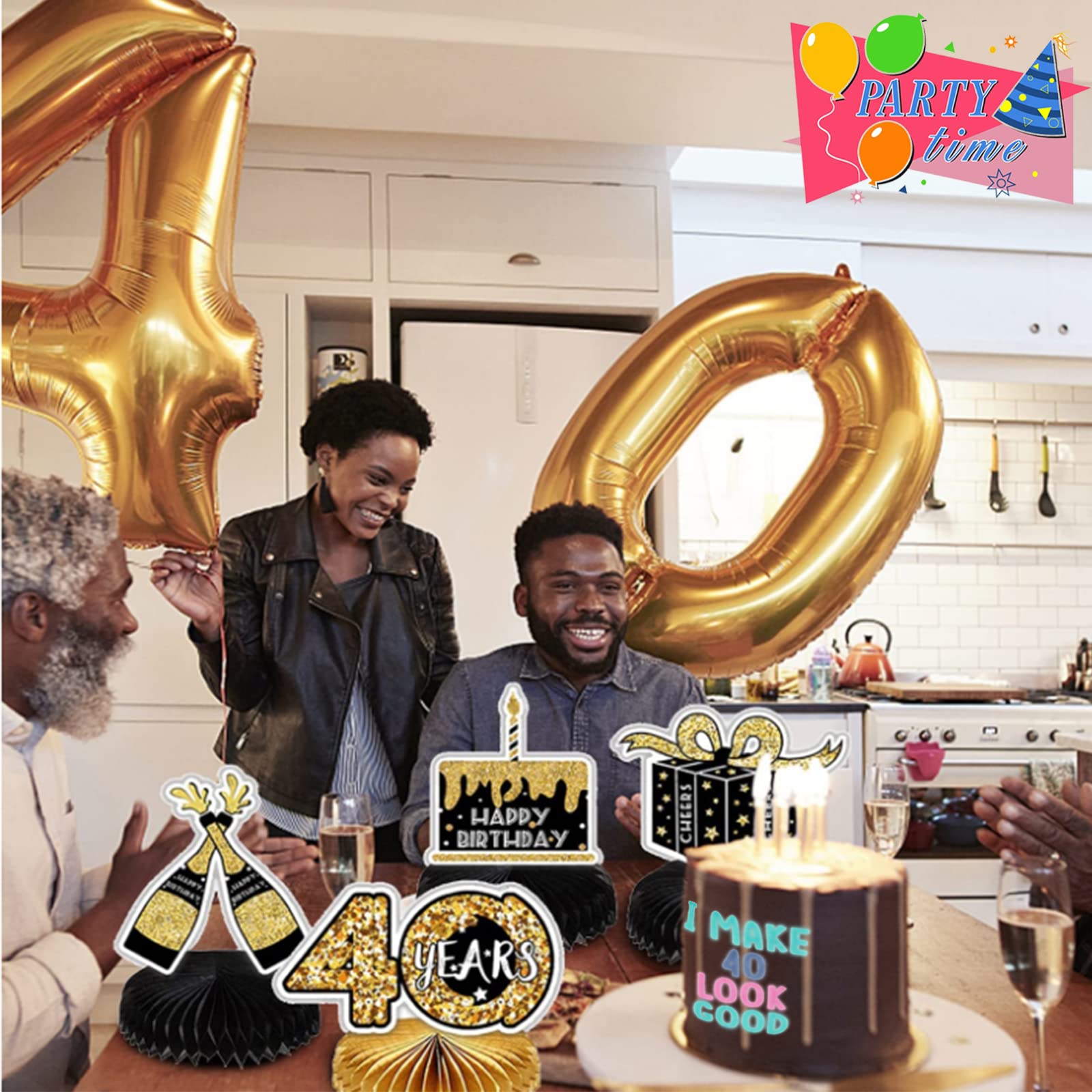 40. Geburtstag Deko Schwarz Gold - 9 Stück Bienenwaben Tischdeko