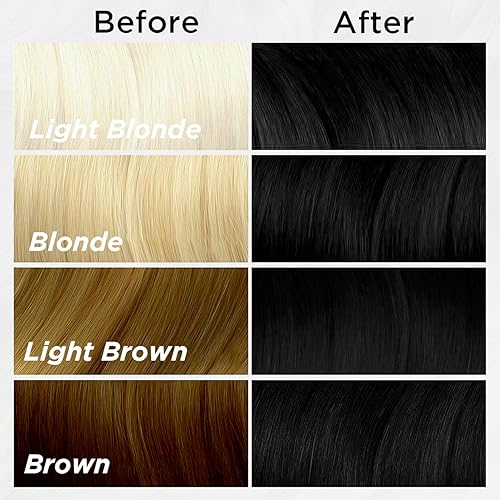 Miniatura 5 de MOEHAIR Tinte semipermanente para el cabello, tinte negro de 8 onzas, tinte temporal para cabello oscuro, color negro Voodoo Majestic sin amoníaco