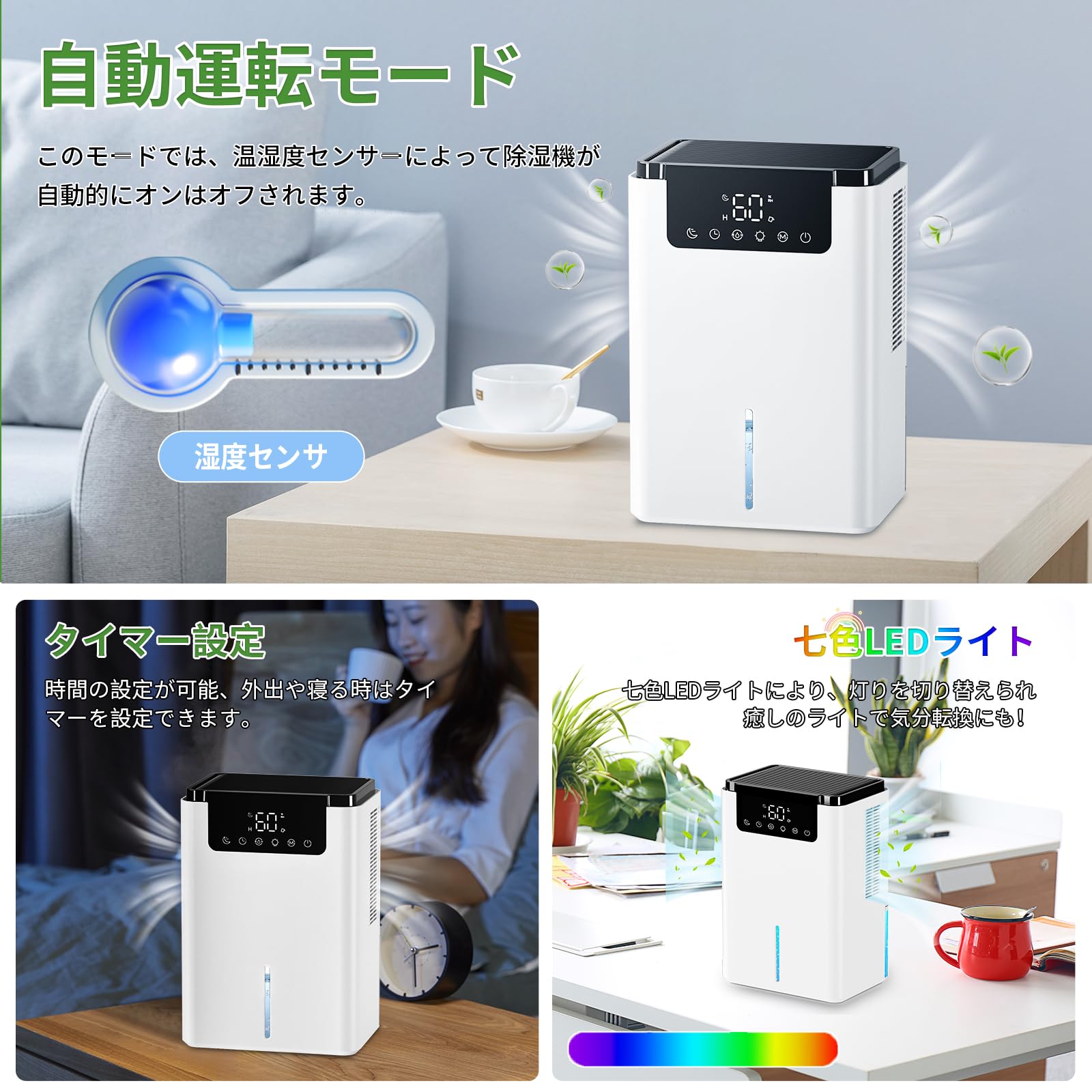 Amazon.co.jp: SOTCAR 除湿機 【除湿・空気清浄 1台2役】 除湿機 小型 
