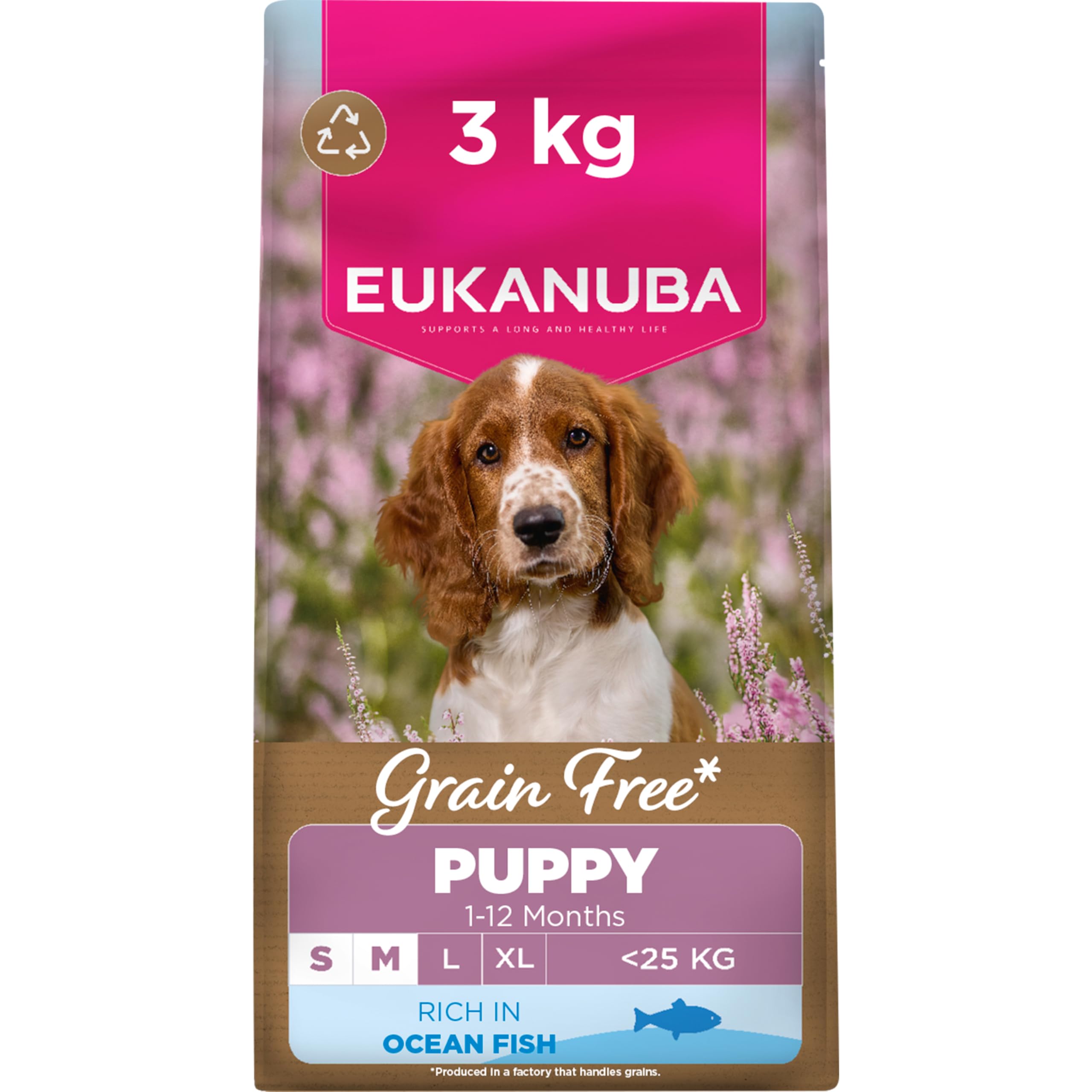 Eukanuba Grain Free Ocean Fish - Complete Dry Puppy Food - For Small & Medium Breed Dogs 3KG