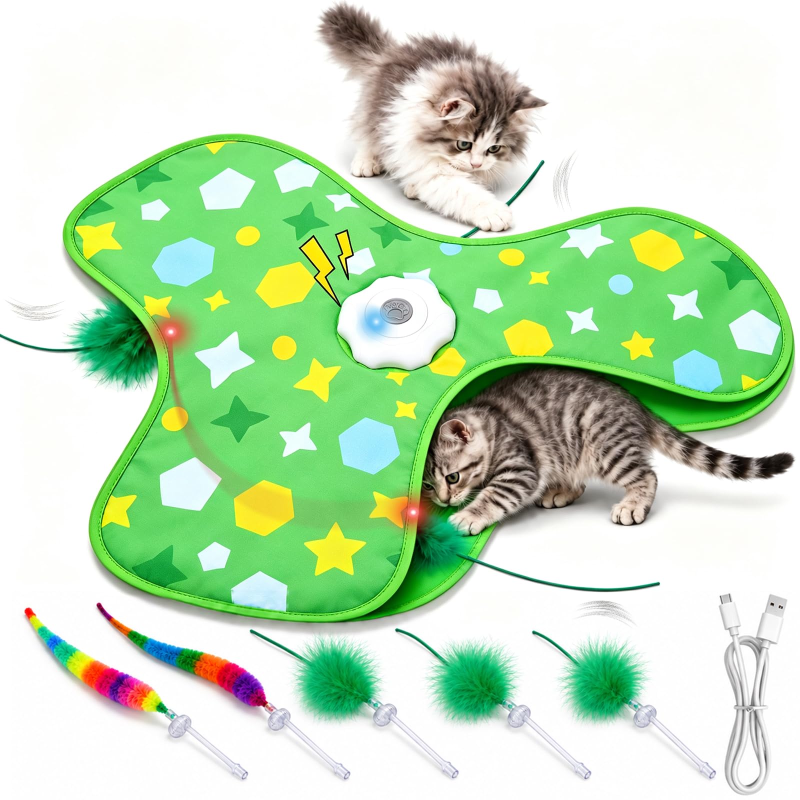 Ziweo Katzenspielzeug, Interaktives Katzenspielzeug Selbstbeschäftigung, Elektrisches Katzenspielzeug mit Bewegungssensor und Feder, Intelligenzspielzeug für Katzen, 3 Spielmodi für Wohnungskatzen