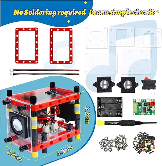 KBT KEEP BETTER TECH DIY Bluetooth Speaker Kit Experiment Electronics Kit Gift Circuit Engineering Electronics Project Smartivity Beginner's Starter DIY Set Dual Speakers