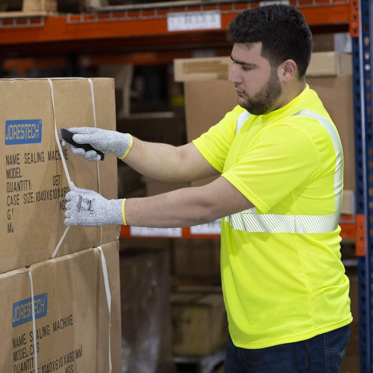 JORESTECH Safety Shirt High Visibility Reflective Heat Transfer Short Sleeve with Front Pocket ANSI Class 2 Type R - Image 5