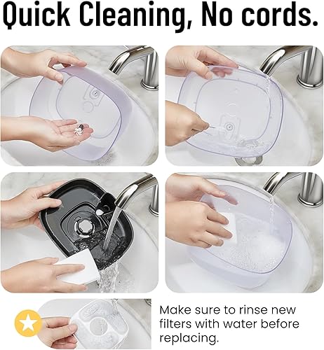 Miniatura 8 de Veken Fuente de agua para gatos con tanque desmontable, fácil de limpiar y montar, dispensador de bebidas para mascotas de 84 oz2.5 L con