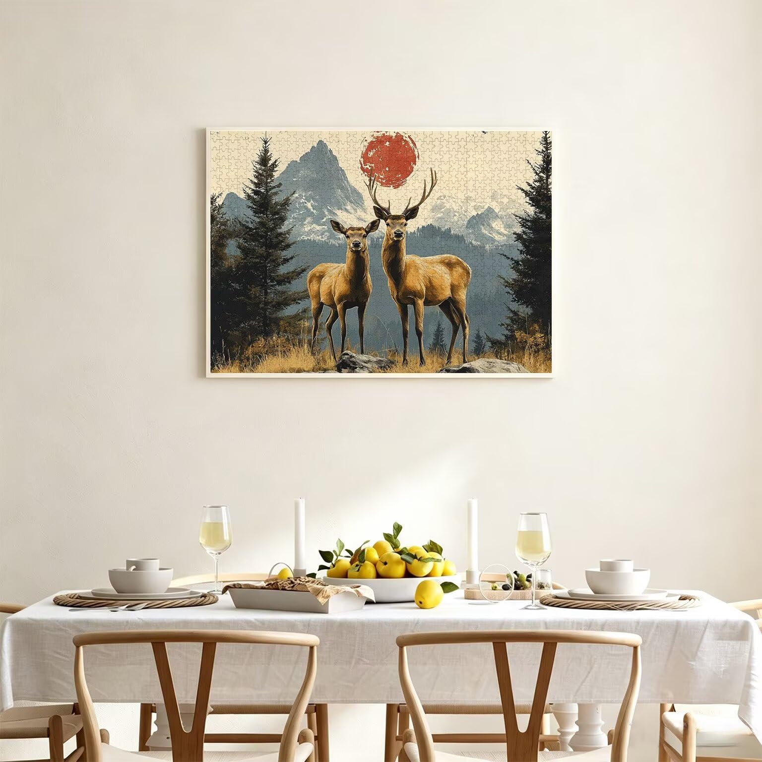 Puzzle 1314 Pieces Le cerf Puzzle Adulte 75x50cm, Montagne de Neige, n-421