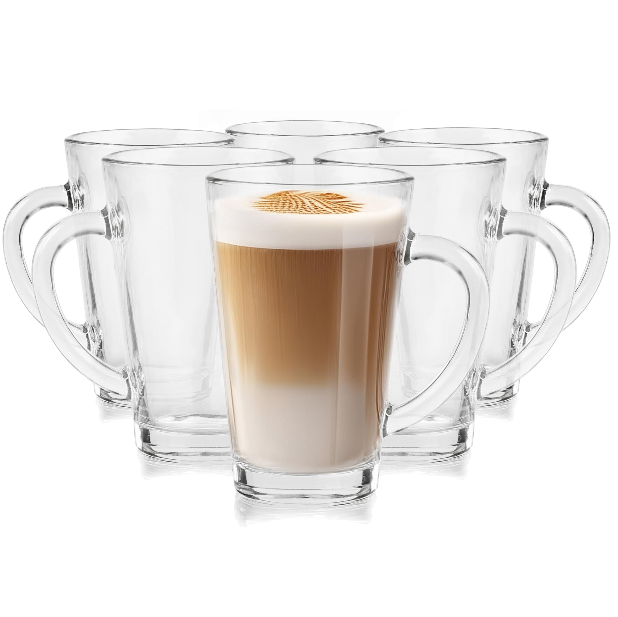 Glasmark KROSNO 1992 Iwo Set of 6 Coffee Glasses with Handles 300 ml Latte Glass Tea Cups Dishwasher Safe