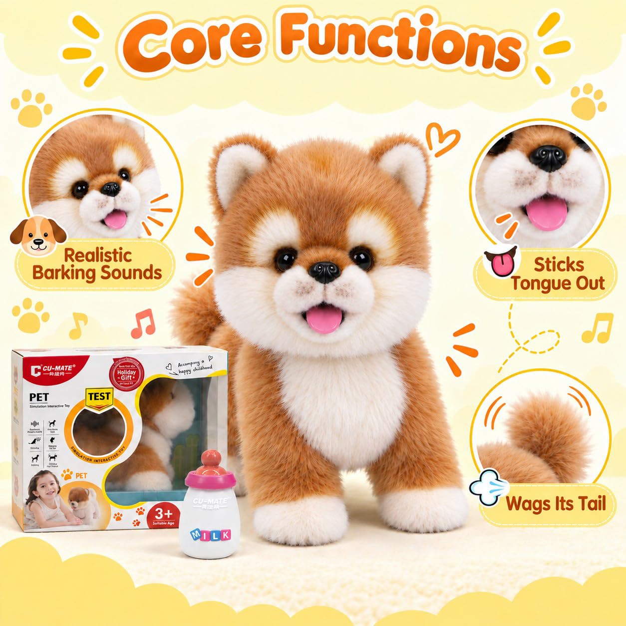❣️ 秋田犬 電子 ウォーキング ぬいぐるみ 子犬 誕生日 お祝い プレゼント Amazon.co.jp: 電子ウォーキング秋田犬のぬいぐるみ、リアルな