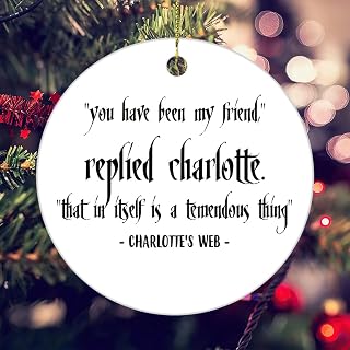 Round Shaped Ceramics Ornament Charlottes Web Quote Xmas Tree Christmas Decor 3 inch