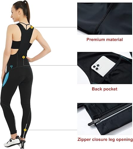 Miniatura 4 de Santic Mallas de ciclismo acolchadas para mujer, con bolsillo, transpirables