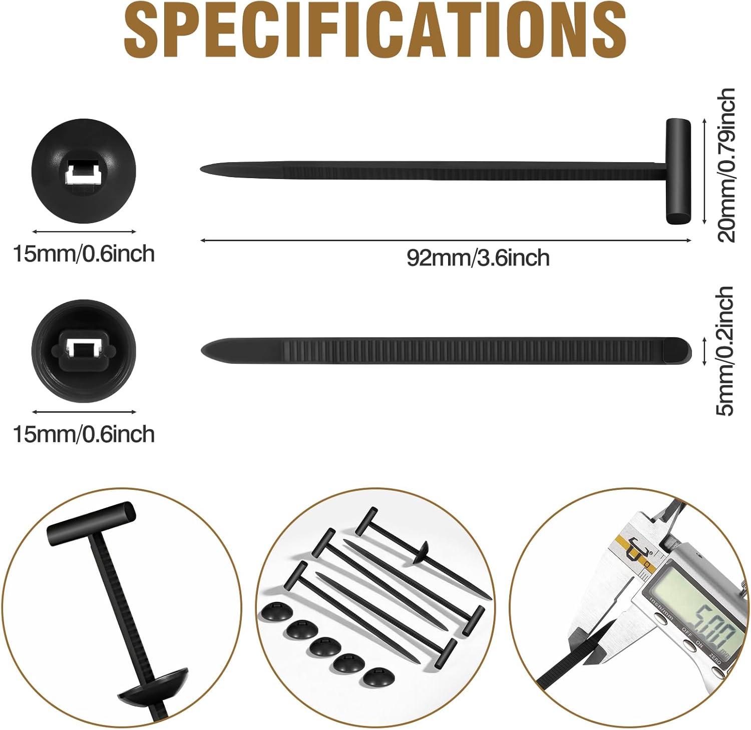 Upgrade Nylon Universal Cable Tie Buckle 50pcs, Heavy Duty Nylon Fastening Clips Cable Ties Zip Ties Rivets for Car Fender Trunk, Double-Side Self-Locking Bumper Clips with Pin & Button