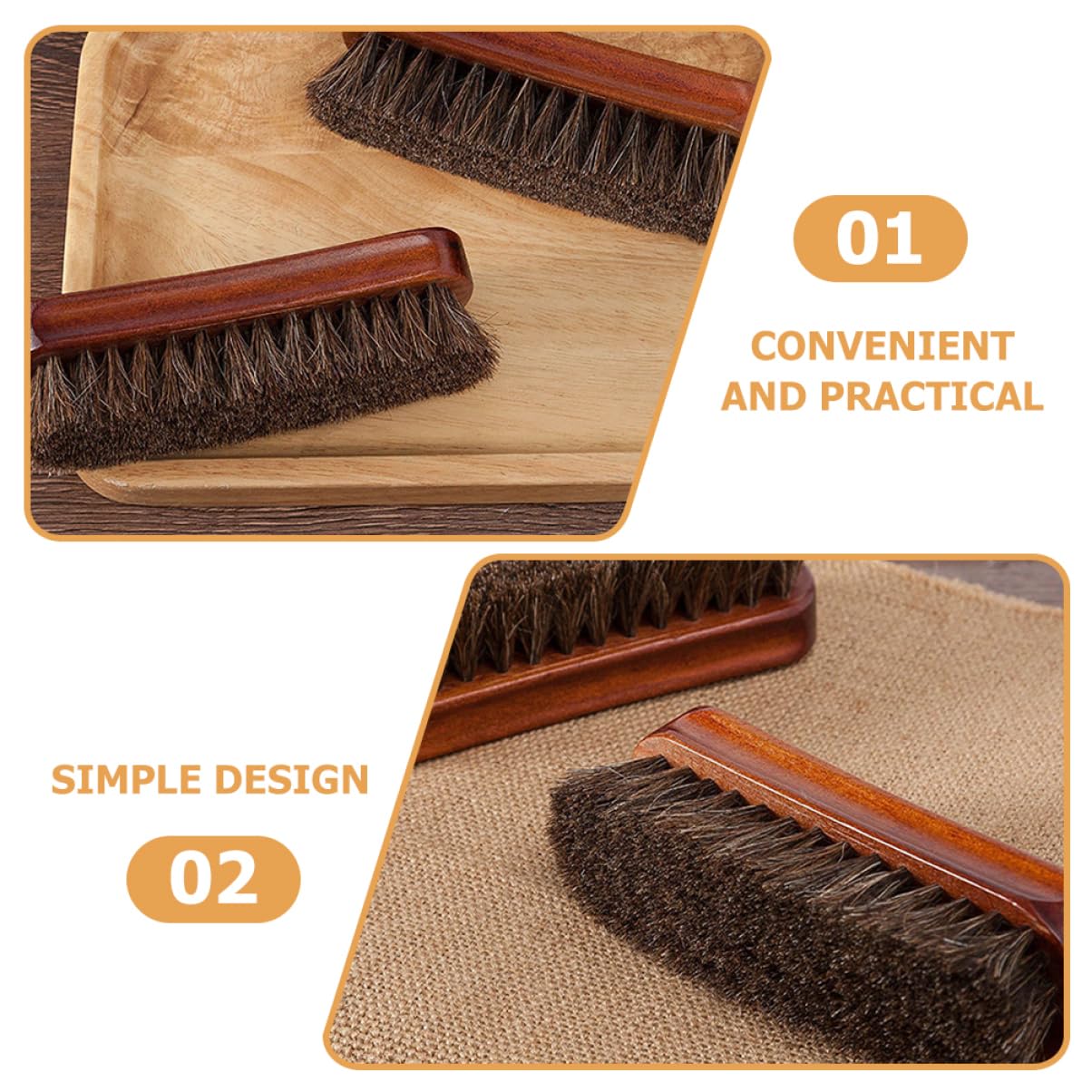 BESPORTBLE Cepillo De Madera para Pelo De Caballo Cepillo Limpiador para Zapatos Cepillo De Limpieza Kit De Limpieza De Zapatos De Cuero Cepillo para Ropa De Pelo De 2 Piezas x 4