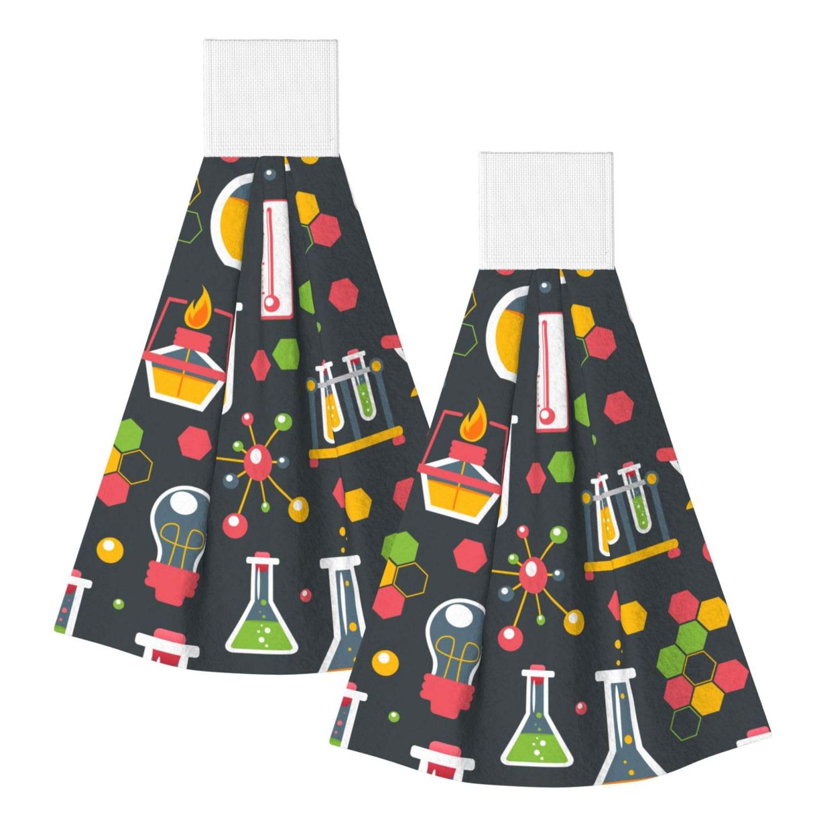 DOPKLNA Chemistry Science, 2 Pcs Hanging Coral Fiber Hand Towels for Bathroom, Absorbent Kitchen Towels