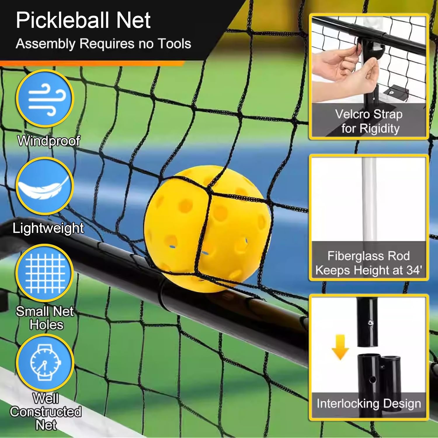 Portable Pickleball Net System, Pickle Ball Set with Wheels for Driveway, Indoor Steady Pickleball Stand with Carrying Bag for Backyards Outdoor, 22 FT USAPA Regulation Size