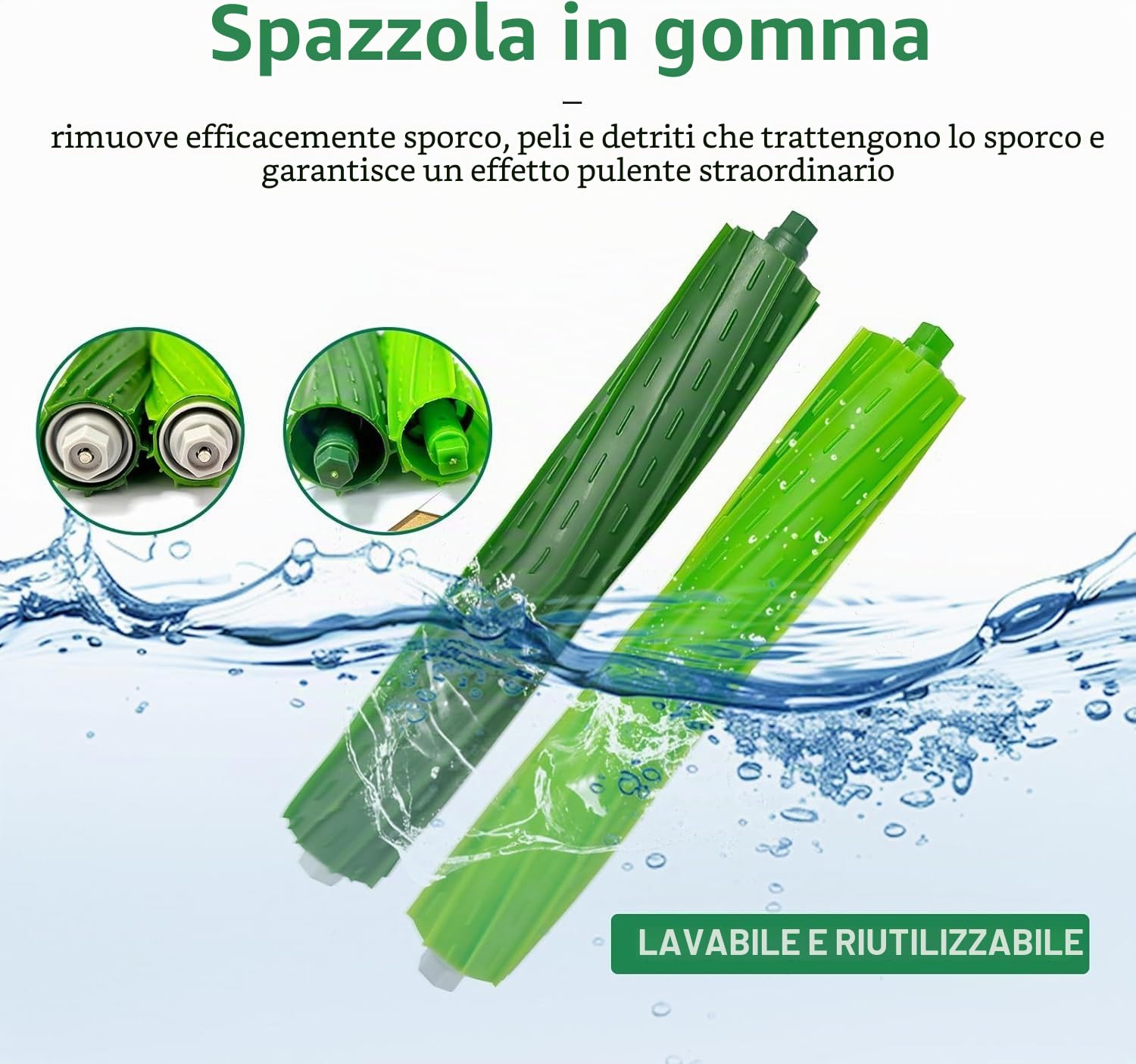 Accessori Kit per iRobot Roomba e5 e5154 e6 Combo i5 J5+ i7 i7156 i1 i3+ EVO i4 Combo i8 +, 8x Filtri, 4x Rullo Spazzole,8x Spazzola Laterale 1x Ruota Ricambio