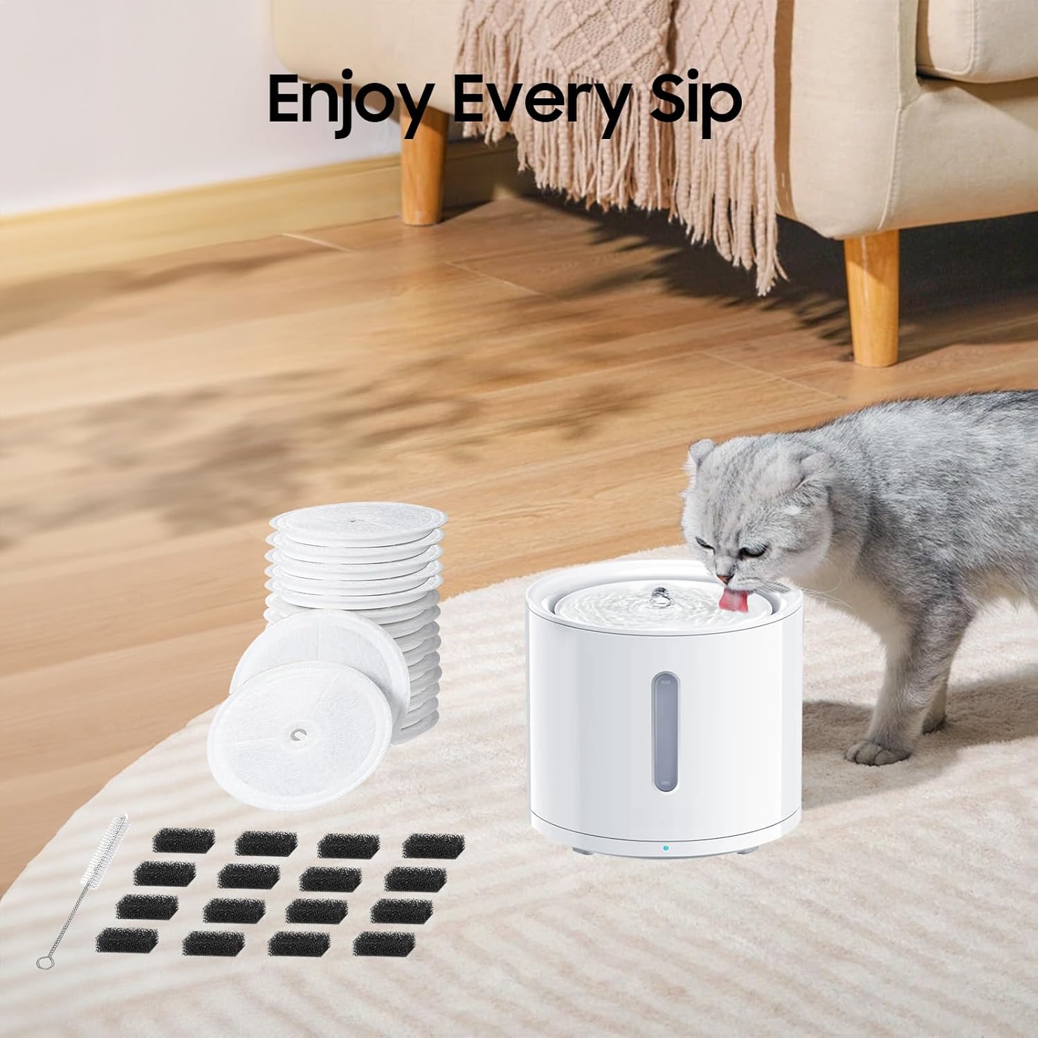 16 PCS Upgraded Filter Unit 3.0 Pet Cat Water Fountain Filters Fit For E versweet Solo 2/Solo SE, E versweet 3 Pro/2S/3, Including Replacement Filters and Replaced Foam Pump Filter (16 pcs)