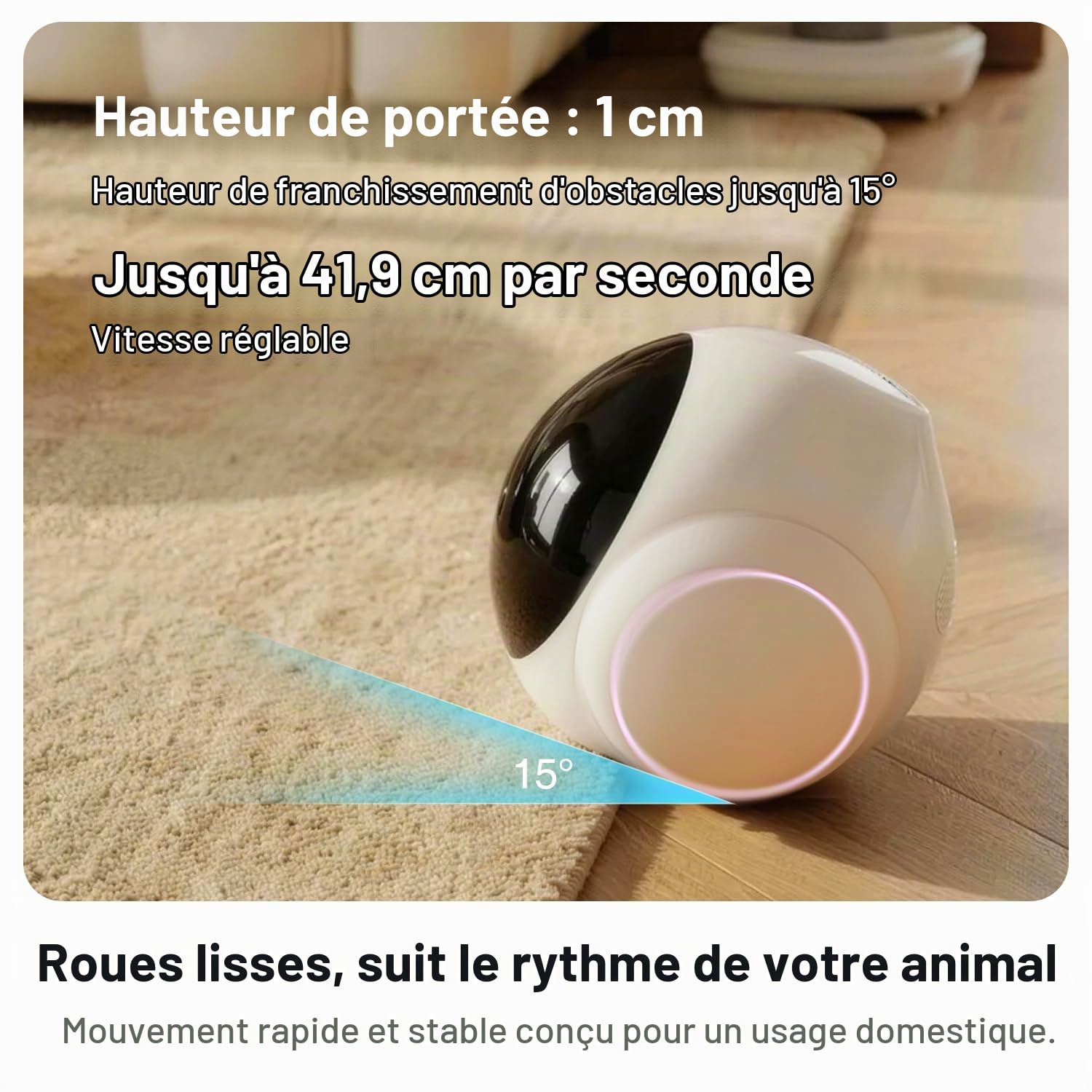 Caméra de sécurité intelligente mobile pour animaux de compagnie pour la maison, surveillance mobile 1080P pour chiens et chats, communication bidirectionnelle, vision nocturne, alimentée par