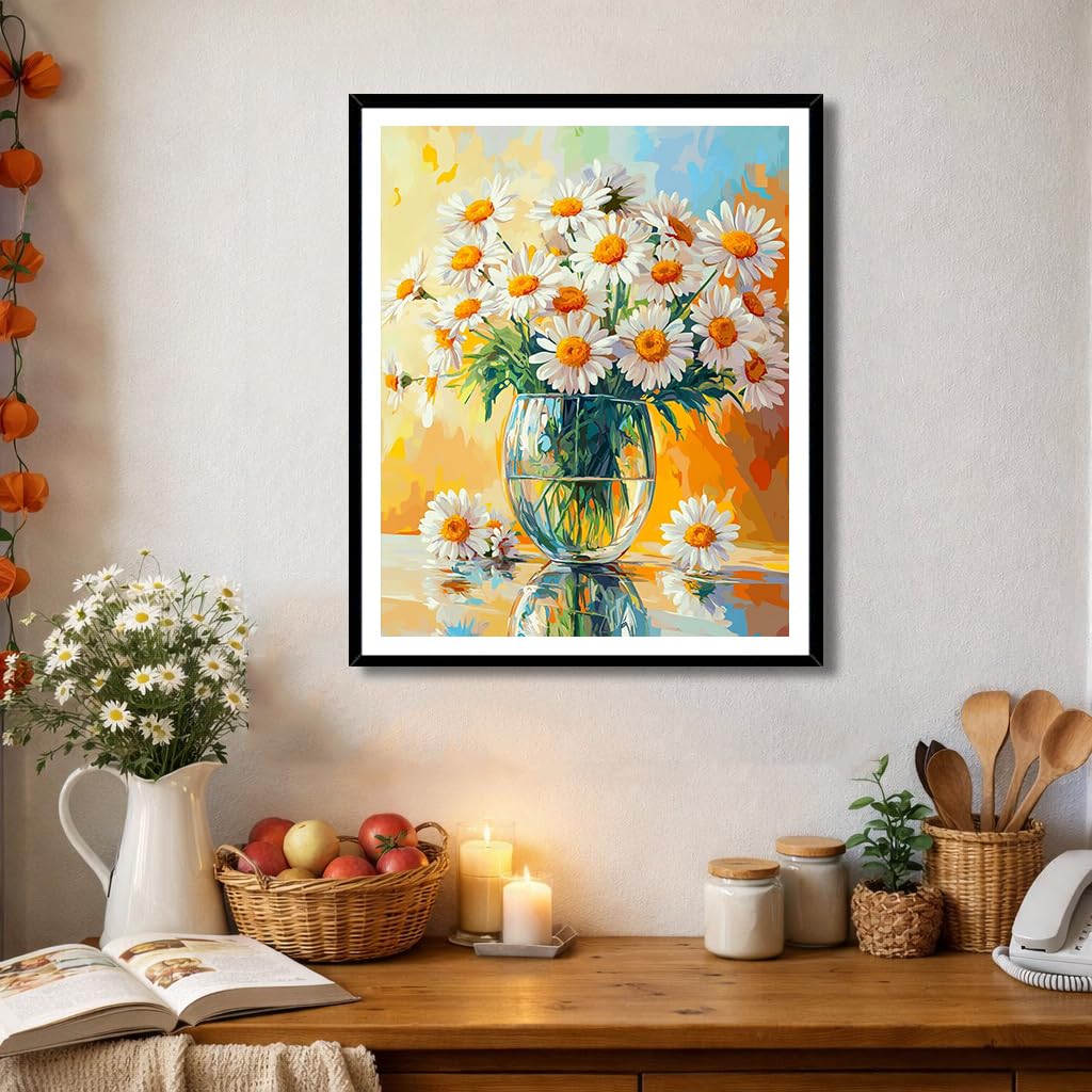Amazon.co.jp: ARNLRDYA デイジーフラワー 花瓶の絵具 ナンバーキット