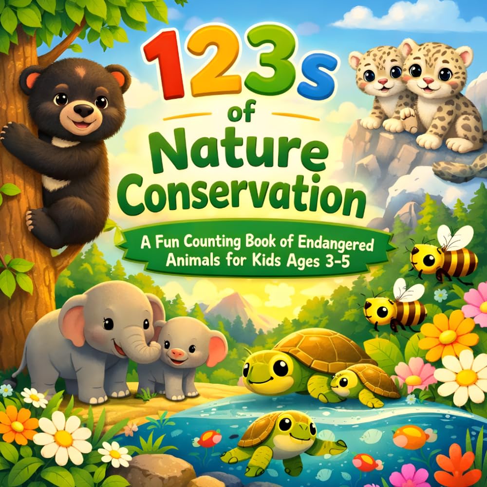 123s of Nature Conservation: A Fun Counting Book of Endangered Animals for Kids Ages 3–5 — Learn Numbers While Exploring Wildlife Like Sun Bears, Snow Leopards & More