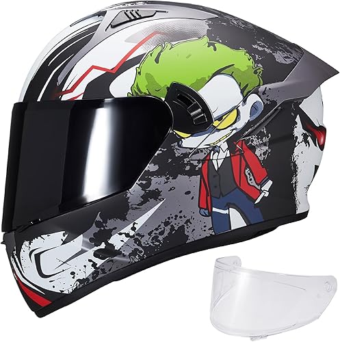 Miniatura 1 de VCOROS Casco integral de doble visera para motocicleta para adultos, Casco de moto de calle y carrera X9 aprobado por DOT con visera negra