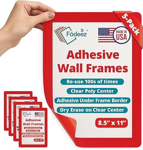Miniatura 2 de Marcos adhesivos de pared de 8.5 x 11 pulgadas, portarretratos para despegar y pegar, soporte para letreros de pared, hojas protectoras de papel