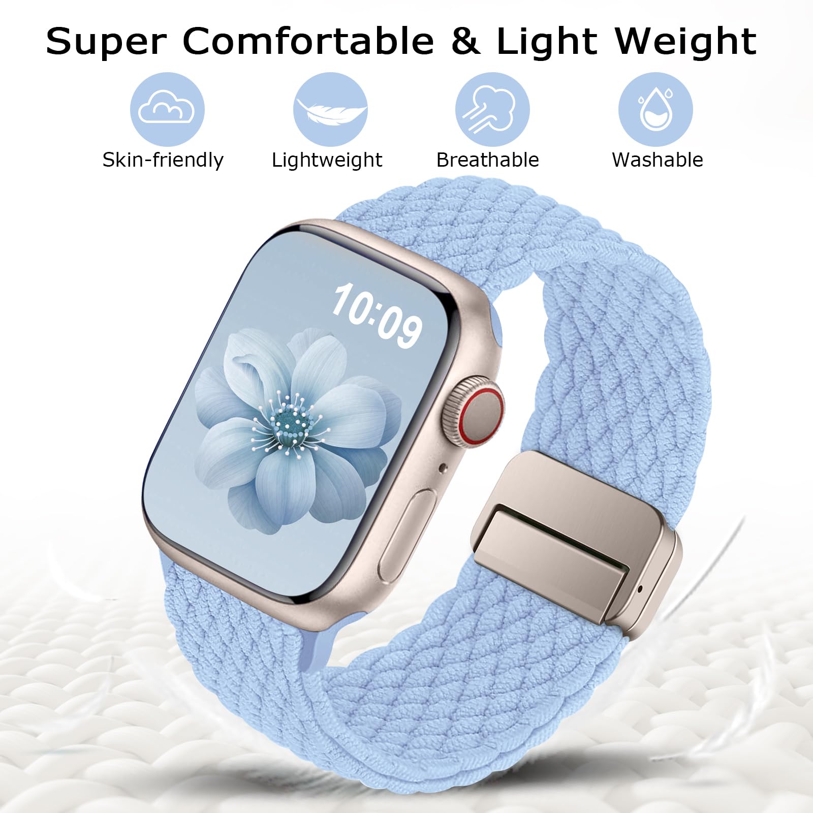 Cinturino Intrecciato Compatibili con Cinturini Apple Watch 46mm 45mm 44mm 49mm 42mm Uomo e Donna, Chiusura Magnetica Cinturino in Nylon Tessuto Elastico per iWatch SE Series 10 9 8 7 6 5 4 3 2 1