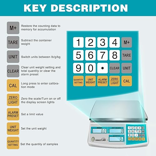 Miniatura 5 de Báscula de conteo industrial de 30 kg66 lb x 0.00 oz, báscula digital de conteo de inventario de alta precisión con batería CCCA para piezas,