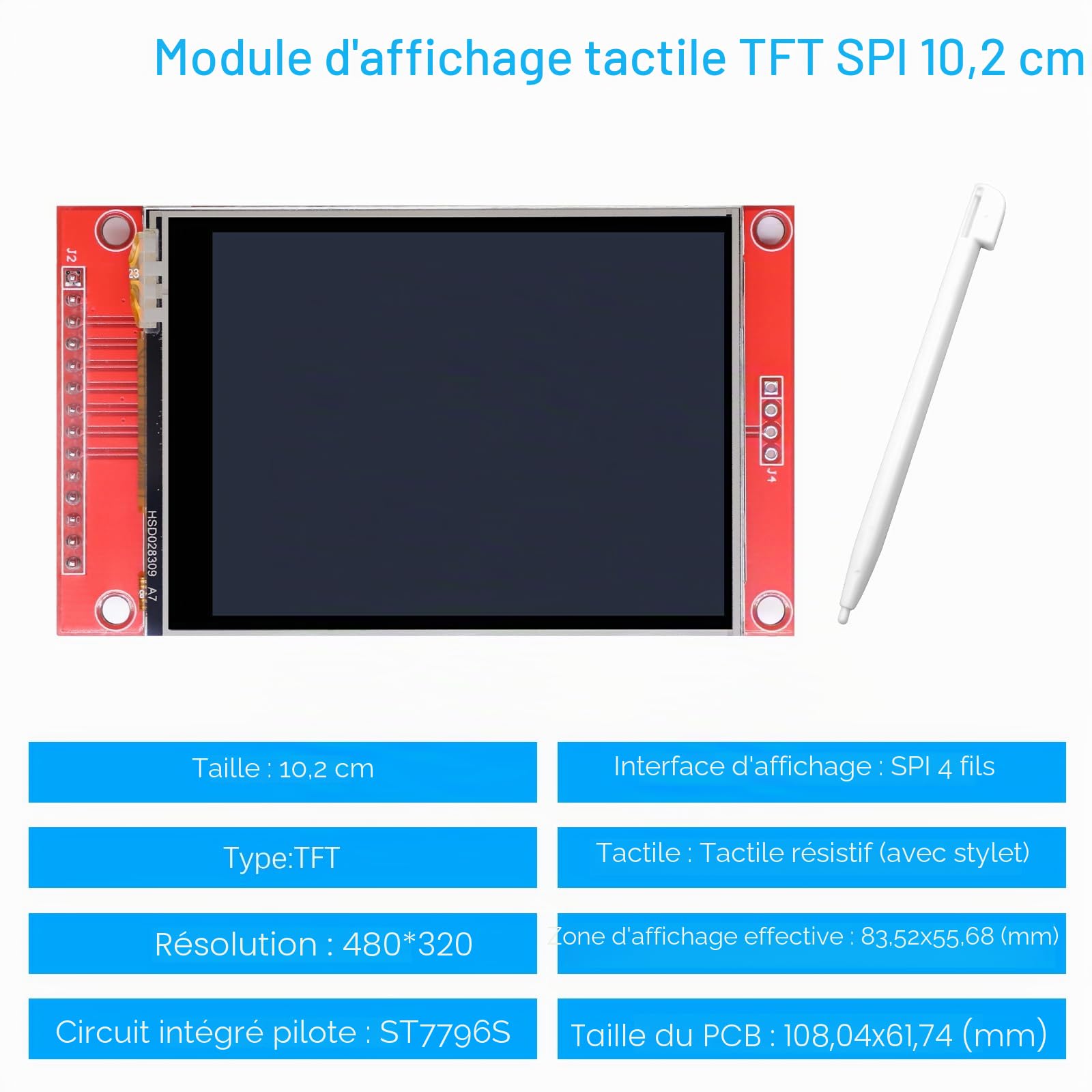 4" LCD TFT Touch Display Binghe 4" LCD Display Touch Module avec Contact Pen 320 X 480 Résolution Pilote ILI9341 4-Wire SPI Compatible avec Arduino