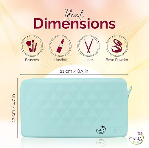 Miniatura 2 de CallaBurst Bolsa de maquillaje de silicona, bolsa de silicona de 8 x 4.5 pulgadas y organizador de maquillaje, espaciosa bolsa de cosméticos para