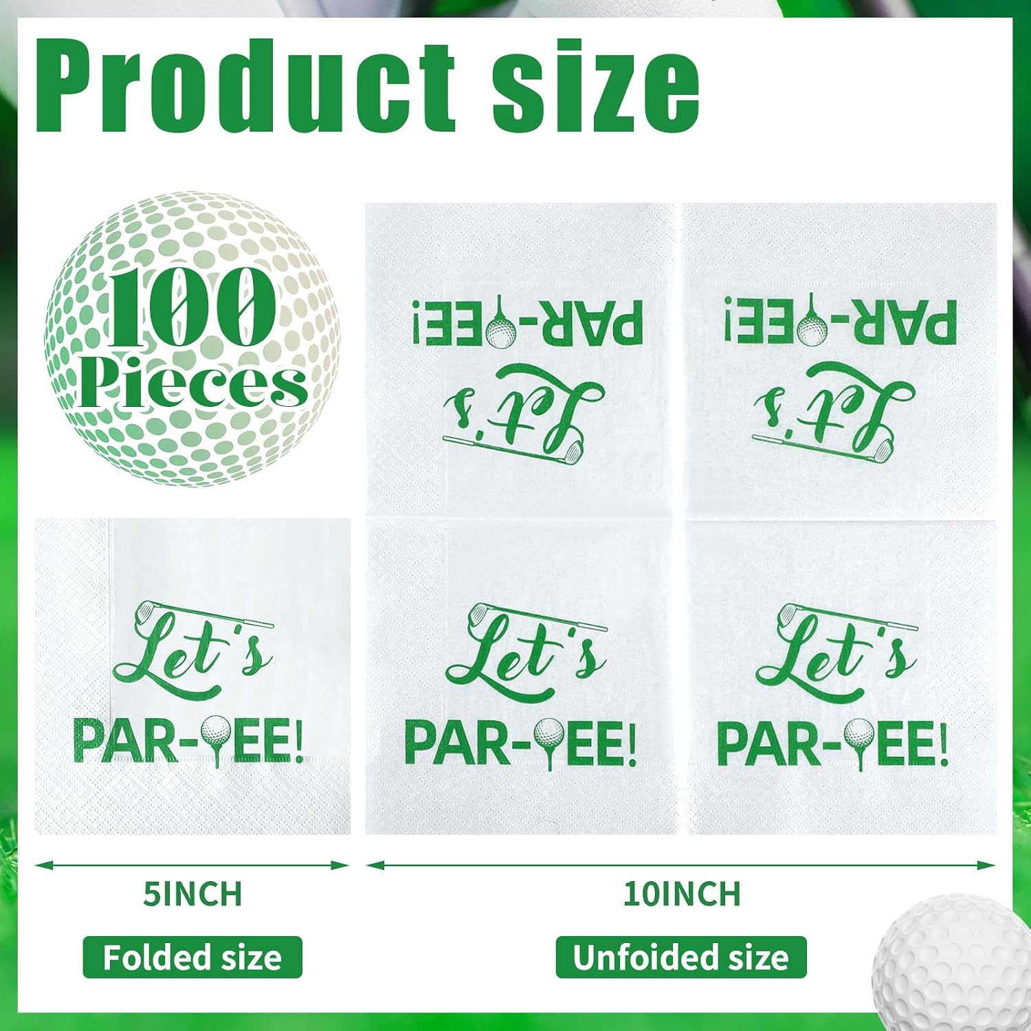 MotiMind 100 Pcs Golf Napkins 5x5" Disposable Golf Cocktail Napkins Golfer Paper Napkin for Themed Birthday Party Sports Supplies Decor(Classic)