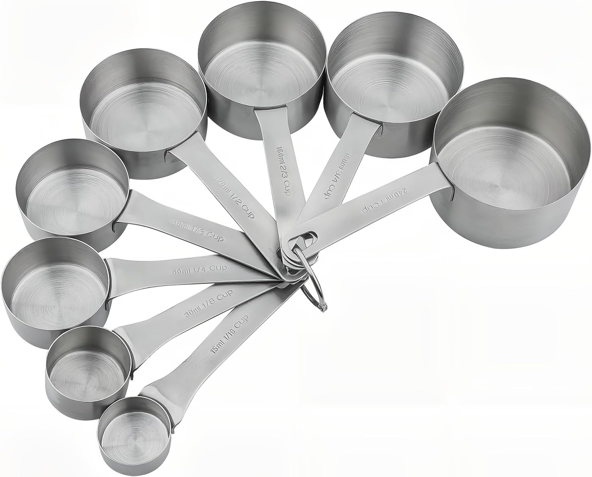 Smithcraft Measuring Cups Set 8, 18/8 Stainless Steel Measuring Cups Set, Metal Measuring Cups With 1/8, 1/4, 2/3, 3/4 Measuring Cup for Kitchen & Baking