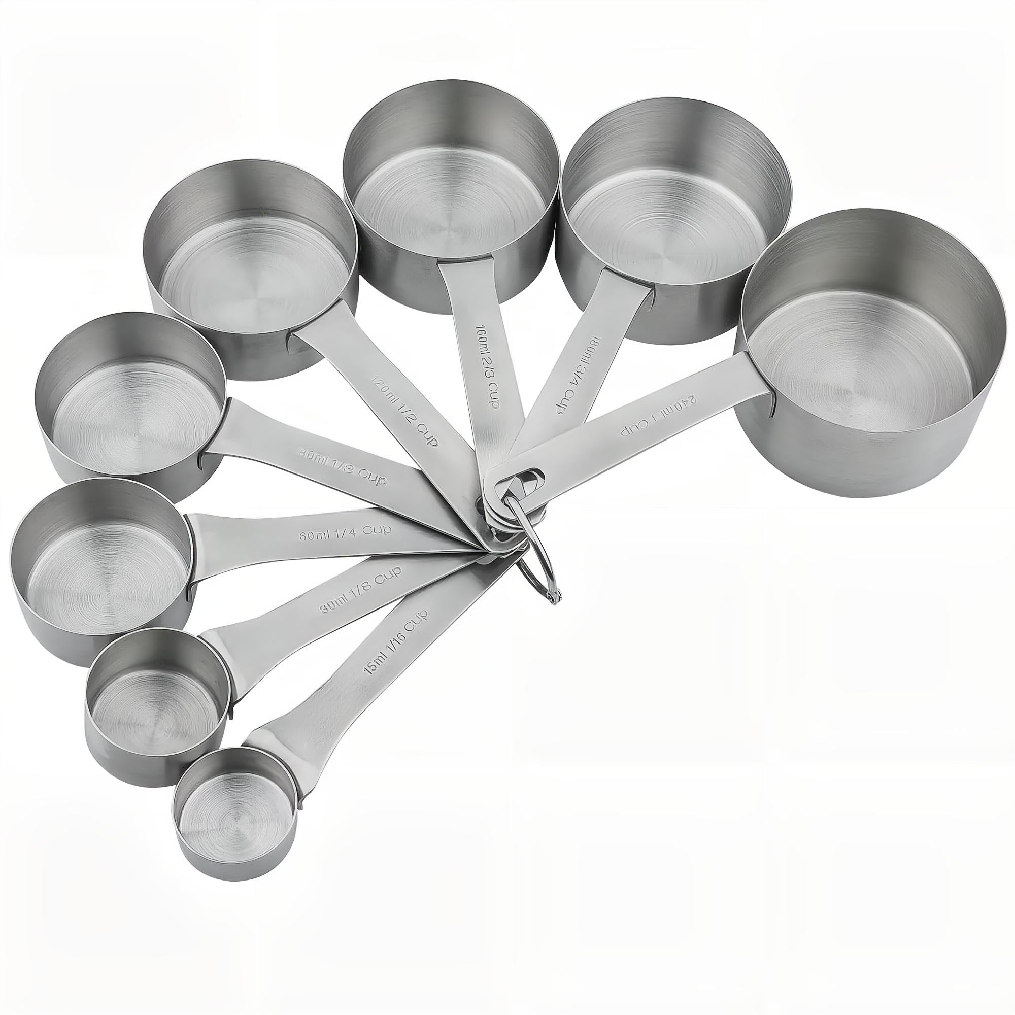 Smithcraft Measuring Cups Set 8, 18/8 Stainless Steel Measuring Cups Set, Metal Measuring Cups With 1/8, 1/4, 2/3, 3/4 Measuring Cup for Kitchen & Baking
