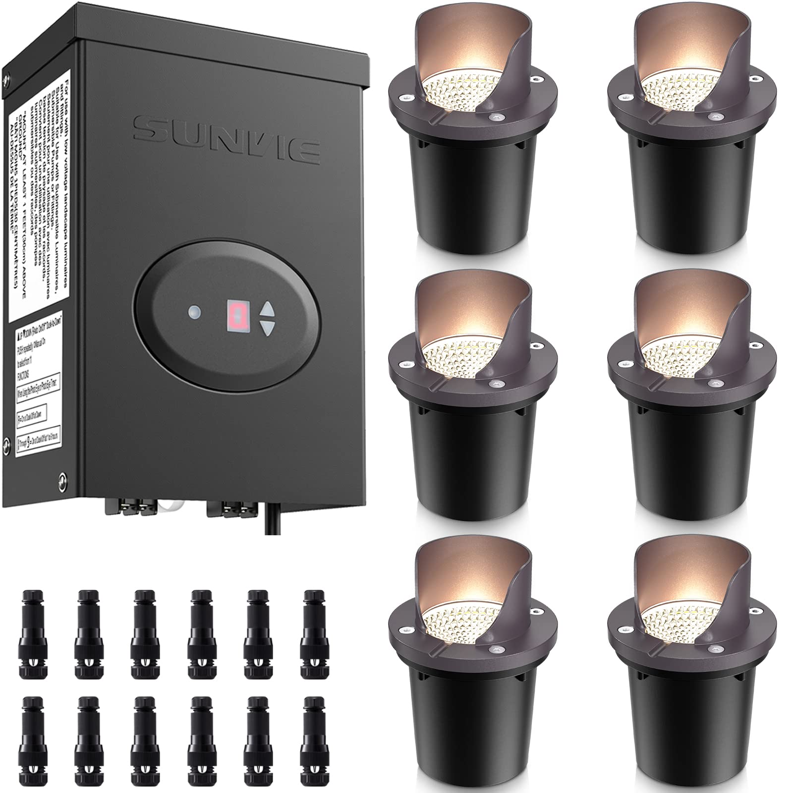 SUNVIE 200W Low Voltage Landscape Transformer With Timer - 100FT 12/2 Wire Kit