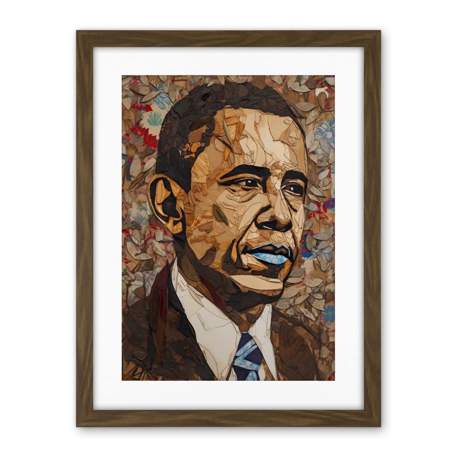 Artery8 Barack Obama Collage Art Portrait Artwork Framed Wall Art Print 18X24 Inch