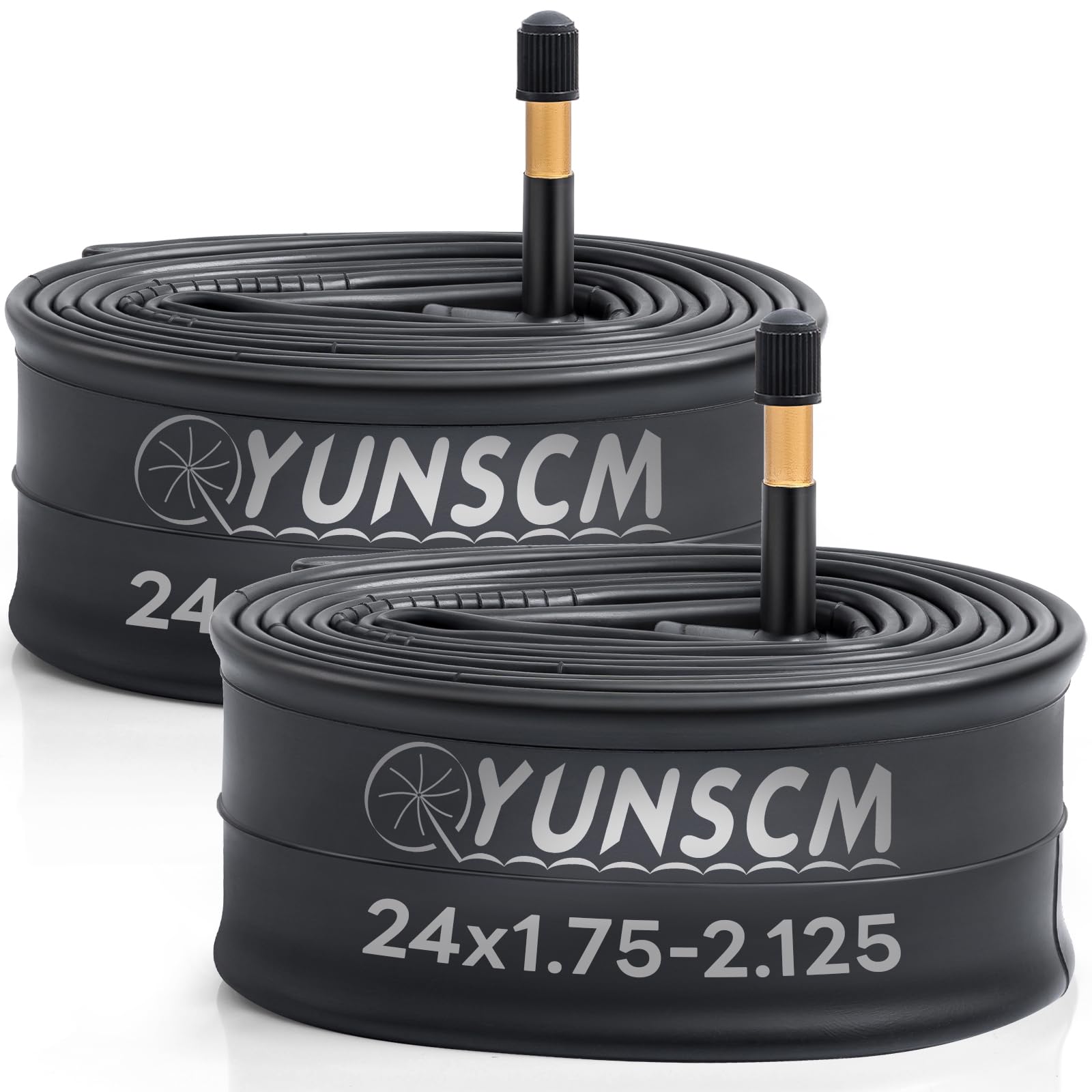 YunSCM 2PCS 24 Inch Inner Tubes 24x1.75/1.95/2.125 Tire 45/57-507 AV48mm Schrader Valve 24" Tube Compatible 24x1.75 24x1.90 24x1.95 24x2.0 24x2.10 24x2.125 MTB Bike Tyre Tubes