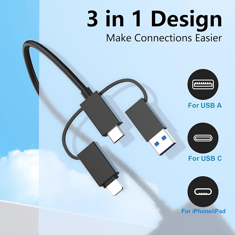 Cititor de carduri de memorie 7 în 1 Rocketek pentru carduri SD, CF, XD, microSD, MS, compatibil cu iPhone 16 și 15, iPad, MacBook, Samsung, Windows, iOS, Android