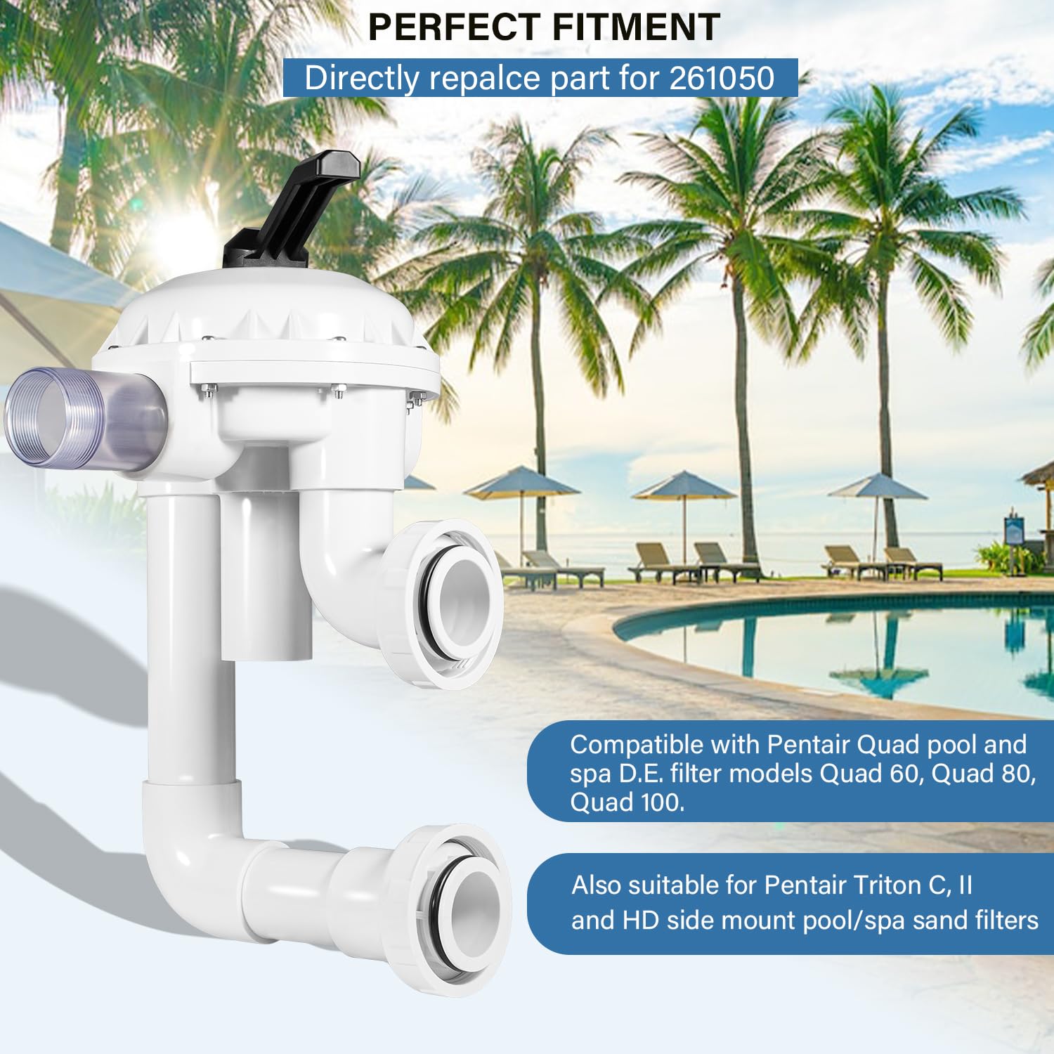 Pieza de repuesto para válvula HiFlow 261050 de 2 pulgadas con repuesto de fontanería para piscina/spa D.E. y filtro de arena