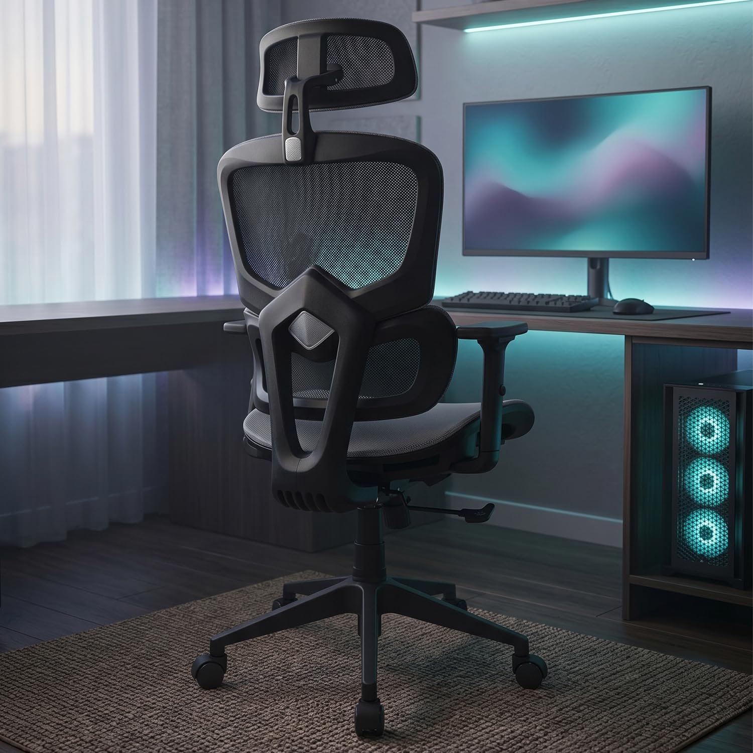 Drift Gaming DRAIR200 – Silla Gaming Profesional en Malla Reforzada, reposabrazos 2D Acolchados, pistón Clase 4, giratoria e inclinable, Cojines Lumbar y Cervical Integrados, Negro/Gris